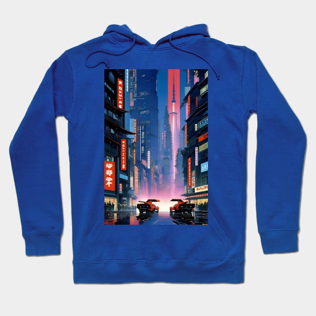 Neo Japanese city aesthetic Hoodie by Spaceboyishere